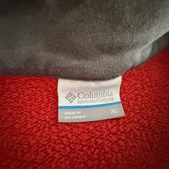 Columbia Outdoor High Neck 1/4 Zip Up Orange Knit Pullover Sweatshirt Men - Picture 8 of 9